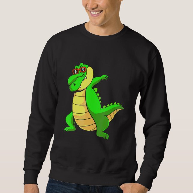 Dab Alligator Dabbar Krokodil För Barn Lång Ärmad Tröja (Framsida)