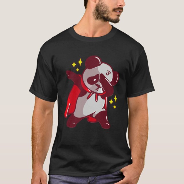 Dab Dabbing Move Panda Bear with Cape Dance Dabbin T Shirt (Framsida)