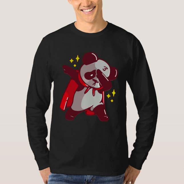 Dab Dabbing Move Panda Bear with Cape Dance Dabbin T Shirt (Framsida)