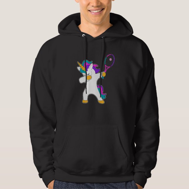 Dab Dabbing Unicorn tennis Clothing Spelande Unico Hoodie (Framsida)