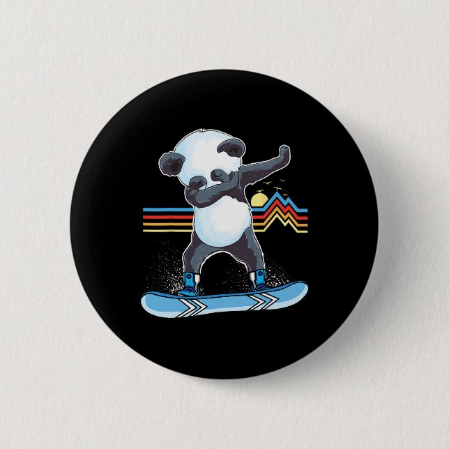 Dab Dance Panda Snowboarding Skiing Dabbing Panda Knapp (Framsida)