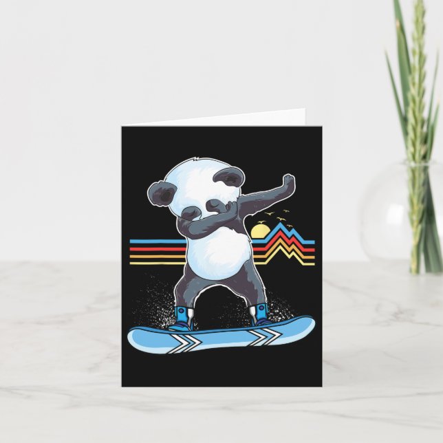 Dab Dance Panda Snowboarding Skiing Dabbing Panda Kort (Framsida)
