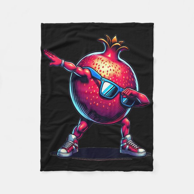 Dab Dance Pomegranate Funny Dancing Dabbing Fruit Fleecefilt (Framsidan)