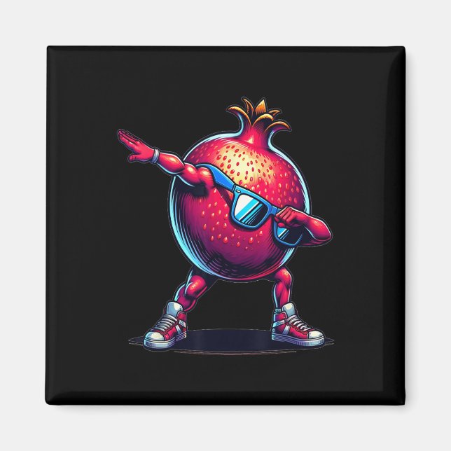 Dab Dance Pomegranate Funny Dancing Dabbing Fruit Magnet (Framsidan)