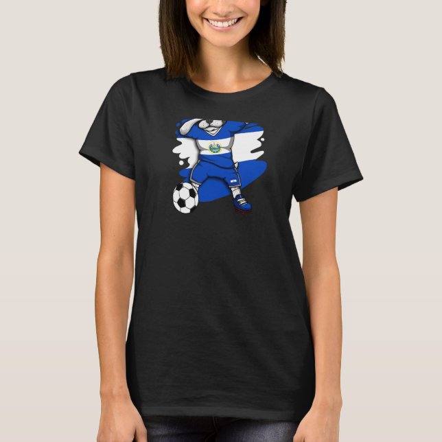 Dab Fransk Bulldog El Salvador Soccer Fläkt Jersey T Shirt (Framsida)