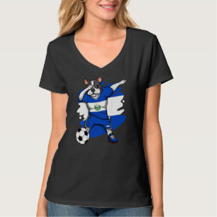 Dab Fransk Bulldog El Salvador Soccer Fläkt Jersey T Shirt