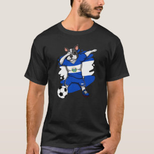 Dab Fransk Bulldog El Salvador Soccer Fläkt Jersey T Shirt