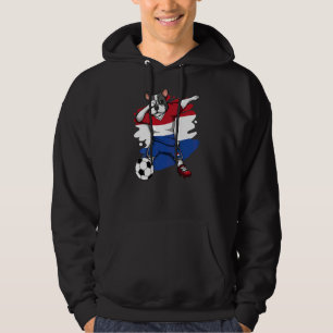 Dab Fransk Bulldog Netherlands Soccer Fläkt Jersey Hoodie