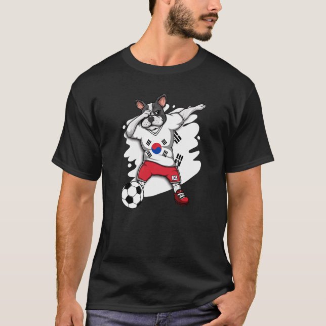 Dab Fransk Bulldog Sydkoreas fotboll Fläkt Jersey T Shirt (Framsida)