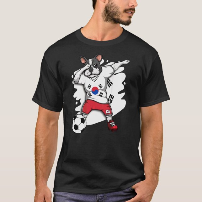 Dab Fransk Bulldog Sydkoreas fotboll Fläkt Jersey T Shirt (Framsida)