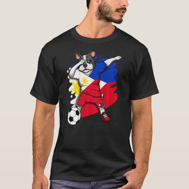 Dab French Bulldog Philippines Soccer Fans Jersey  T Shirt (Framsida)