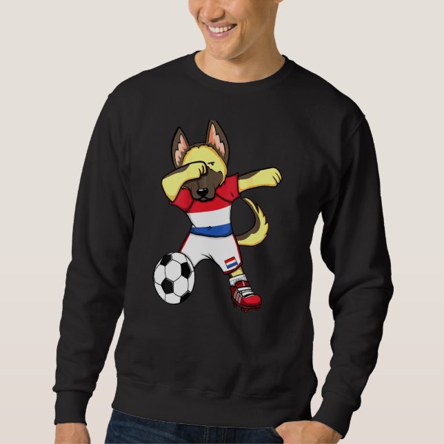 Dab German Shepherd Netherlands Soccer Fläkt Jerse Lång Ärmad Tröja (Framsida)