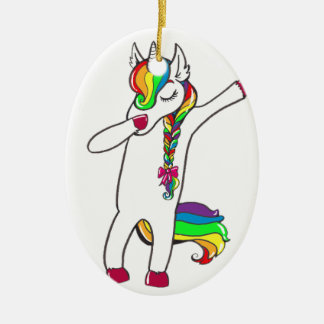 Dab licorne julgransprydnad keramik