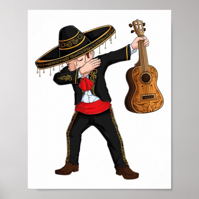 Dab Mexican Mariachi Costume Charro Sombrero Cinco Poster (Framsidan)