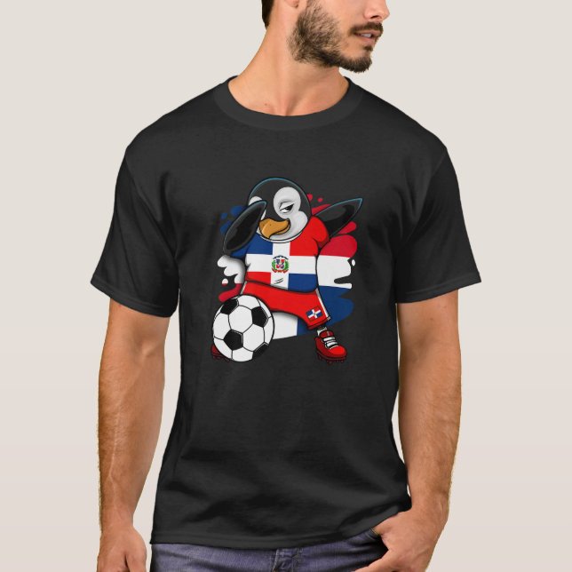 Dab Penguin Dominican Republic Soccer Fans Jersey T Shirt (Framsida)