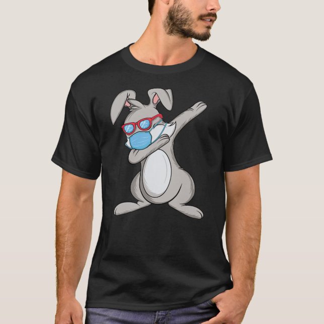 Dab Rabbit Dabbing Bunny Sunglasses Face Mask T Shirt (Framsida)