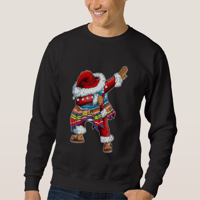 Dab Santa Claus With Mexican Poncho Is Dabbing Lång Ärmad Tröja (Framsida)