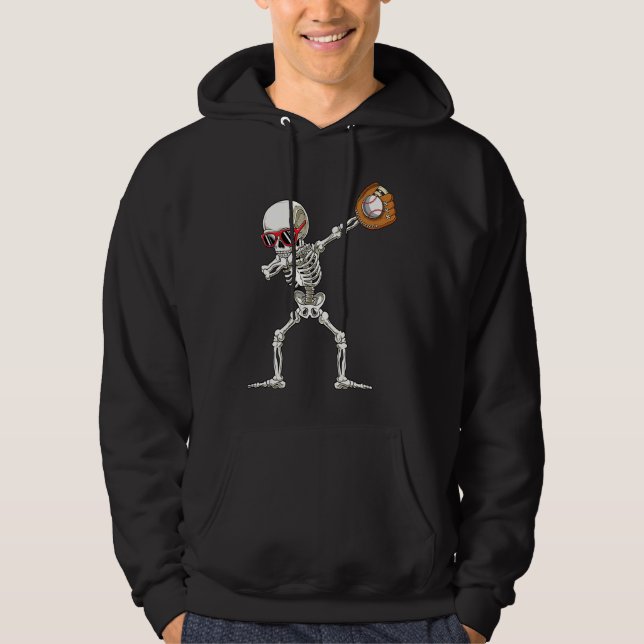 Dab Skeleton Dabbing Skeleton Baseball Boys Hallo Hoodie (Framsida)