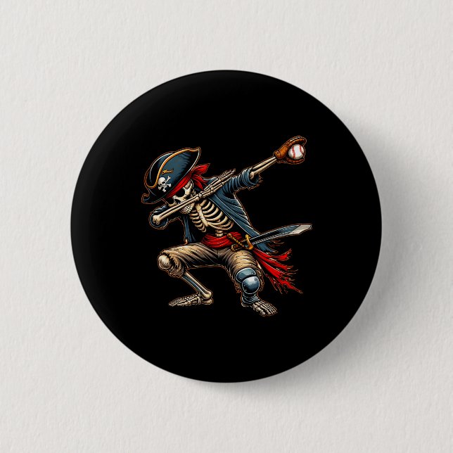 Dab Skeleton Dabbing Skeleton Pirat Baseball Knapp (Framsida)
