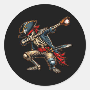 Dab Skeleton Dabbing Skeleton Pirat Baseball Runt Klistermärke