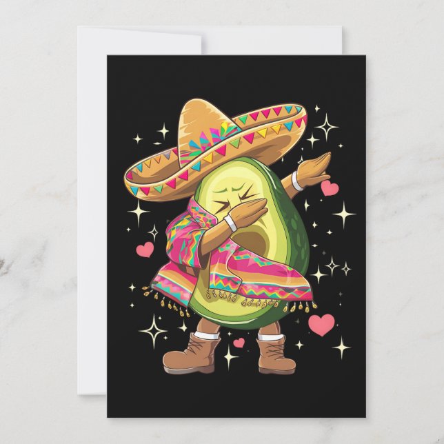 Dabba Avokado Cinco De Mayo Rolig Mexikansk Poncho Inbjudningar (Framsida)