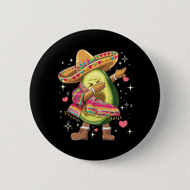 Dabba Avokado Cinco De Mayo Rolig Mexikansk Poncho Knapp (Framsida)