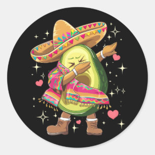 Dabba Avokado Cinco De Mayo Rolig Mexikansk Poncho Runt Klistermärke