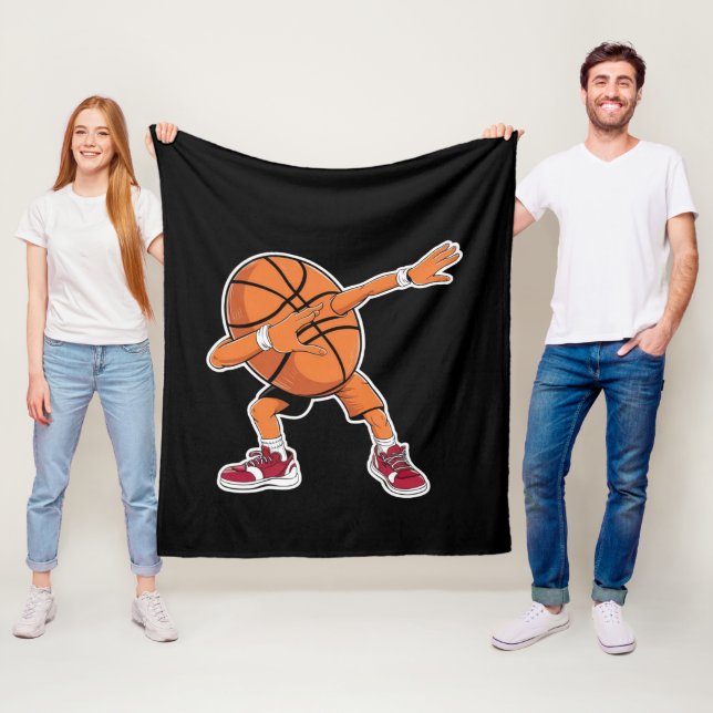 Dabba basketboll rolig sport spelare  fleecefilt (På plats)