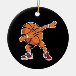 Dabba basketboll rolig sport spelare julgransprydnad keramik