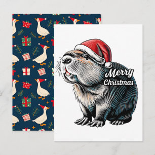 Dabba Capybara Jul Tomte – Rolig Högtid Helg Vykort
