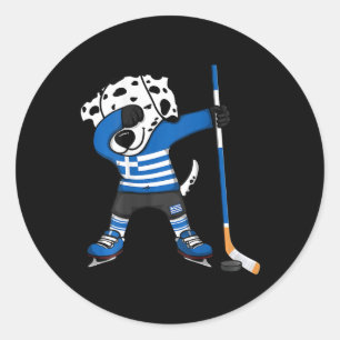 Dabba dalmatiner Grekland Ishockeyälskare Tröja Runt Klistermärke