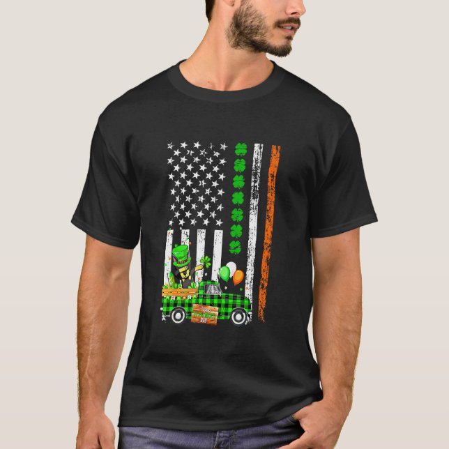 Dabba Dobermann Hund Shamrock Us Flag St Patrick' T Shirt (Framsida)