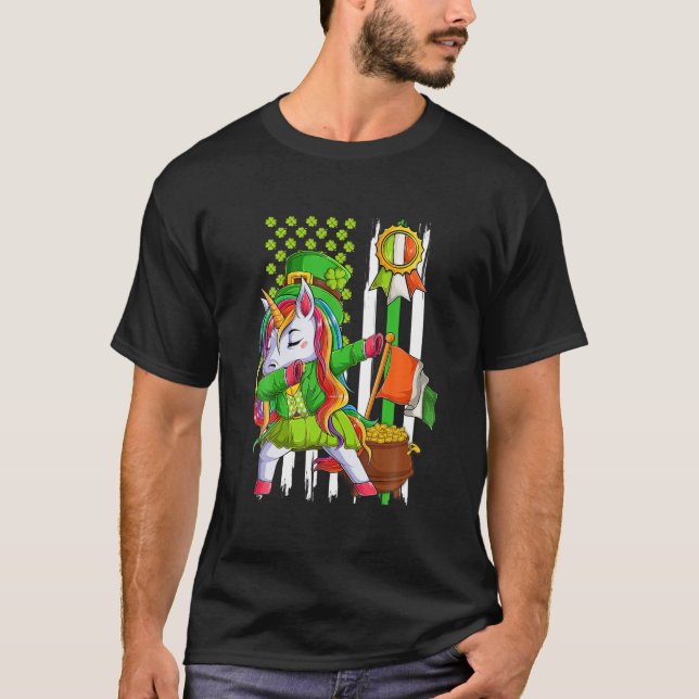 Dabba Enhörning Tomte St Patrick's Day Irländska T Shirt (Framsida)