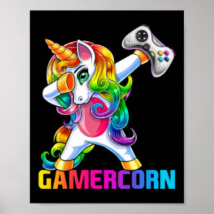 Dabba Enhörning TV-spelskontroll Spelande Tjej Poster