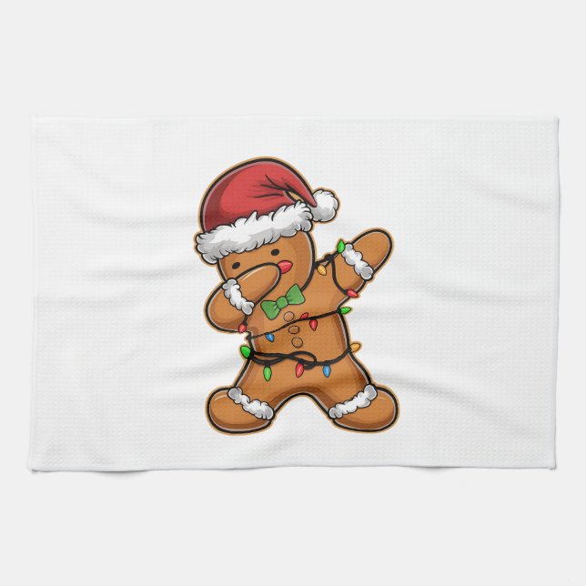 Dabba Gingerbröd Träd Ljus Jul Kökshandduk (Horisontell)