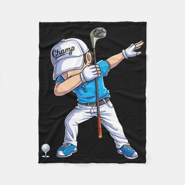 Dabba golfspelare golfare golfar rolig barn pojkar fleecefilt (Framsidan)