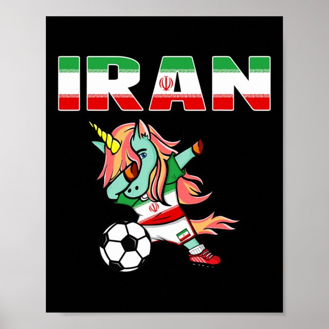 Dabba grön enhörning Iran fotbollsfans tröja Iran Poster (Framsidan)