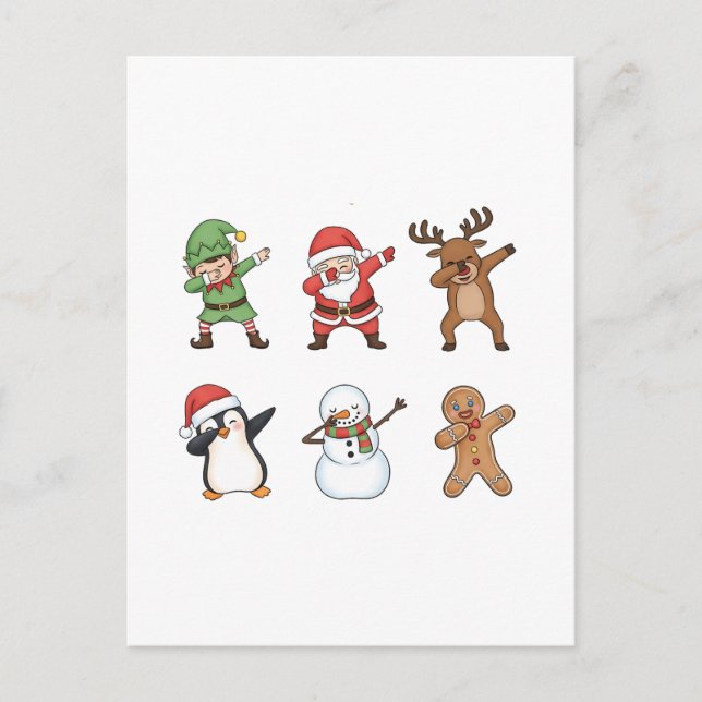 Dabba jul Santa Pingvin Rudolf Snömannen Helg Vykort (Framsida)