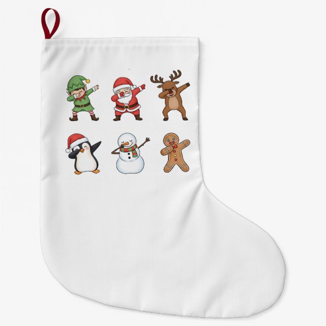 Dabba jul Santa Pingvin Rudolf Snömannen Stor Julstrumpa (Framsidan)