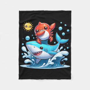 Dabba Krabb Surfande Haj Ridning Ocean Våg Sol C Fleecefilt