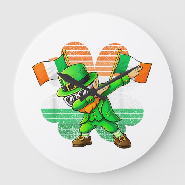 Dabba Leprechaun för barn pojkar män ungdom  Stor Klocka (Framsida)