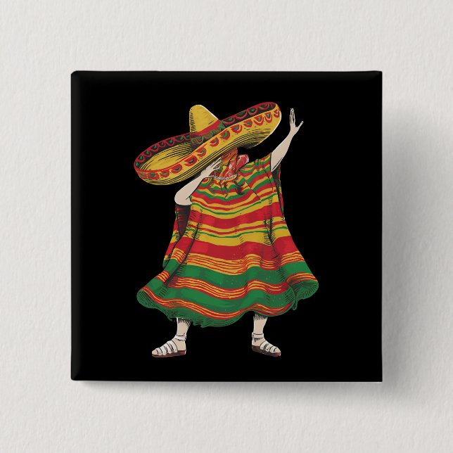Dabba mexikansk poncho Cinco De Mayo Fiesta-fest Knapp (Framsida)