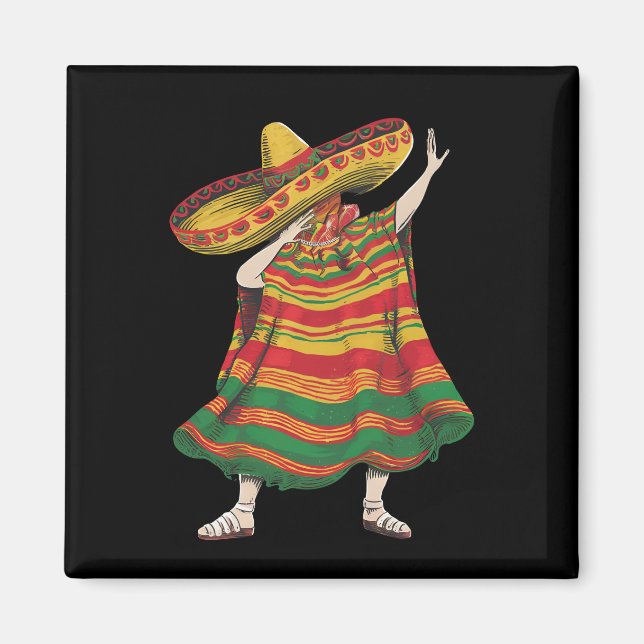 Dabba mexikansk poncho Cinco De Mayo fiesta fest Magnet (Framsidan)