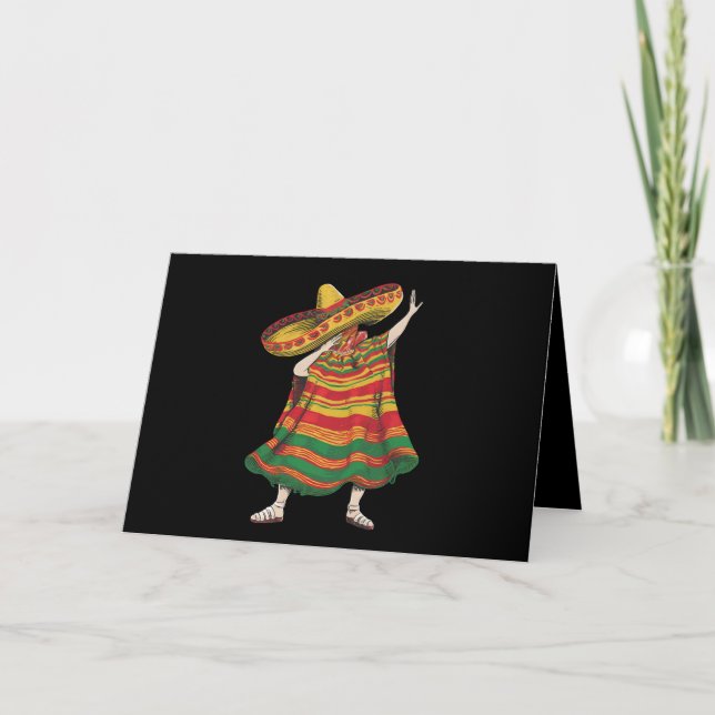 Dabba mexikansk poncho Cinco De Mayo fiesta fest Tack Kort (Framsida)