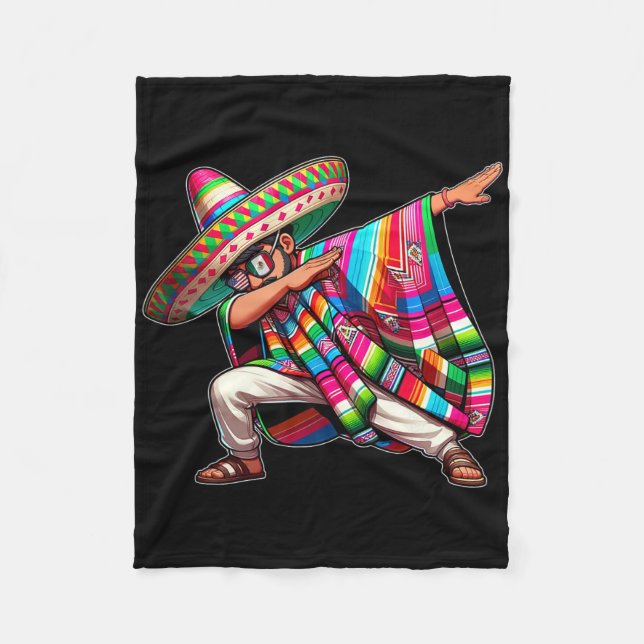 Dabba mexikansk poncho Cinco De Mayo Män Sombrero  Fleecefilt (Framsidan)
