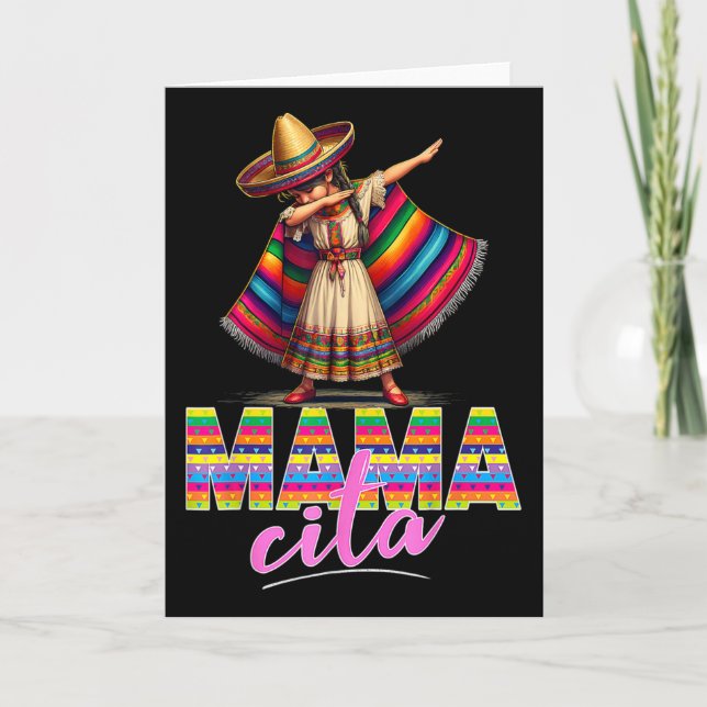 Dabba mexikansk poncho sombrero Cinco De Mayo Mamm Kort (Framsida)