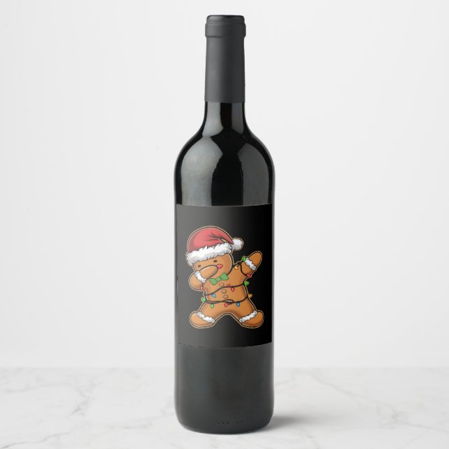 Dabba pepparkaksträd Ljus jul Vinflaska Etikett (Framsida)
