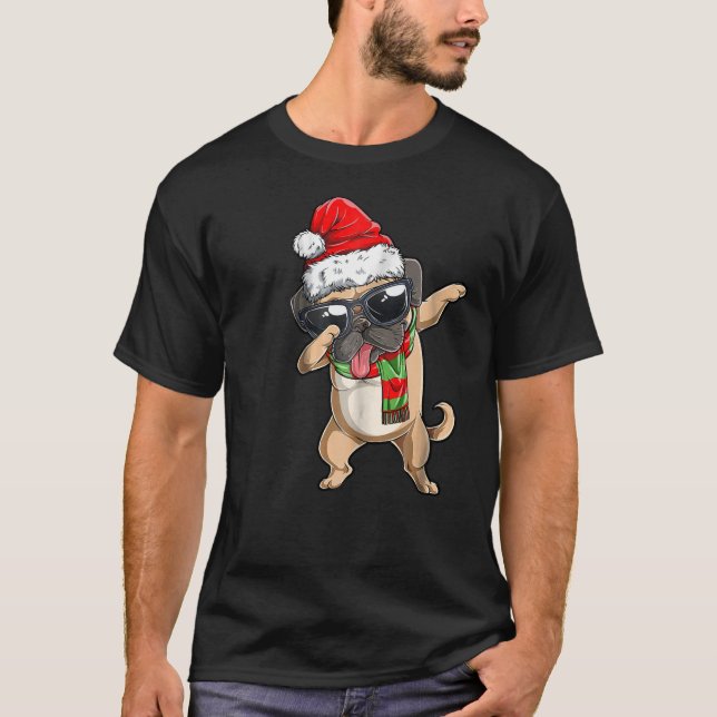 Dabba Pug Santa T Srt jul Kids Boys Girl T Shirt (Framsida)