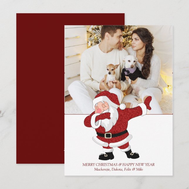 Dabba Red Jultomten| Roligt Helgdag JULAFTON Humor Julkort (Fram/baksida)