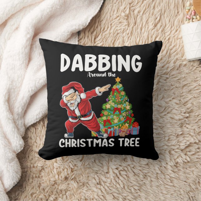 Dabba runt julgranen Santa Holiday Kudde (Filt)